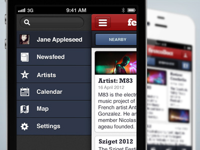 Festcollect: The Menu festivals ios menu newsfeed ui