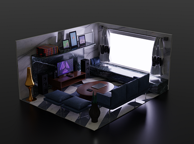 Isometric Living Room 3d begginer blender isometric living room modeling