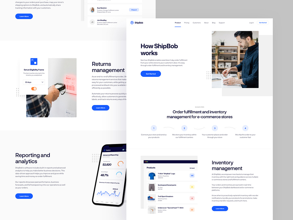 ShipBob - Product page by Filip Justić for Balkan Brothers on Dribbble