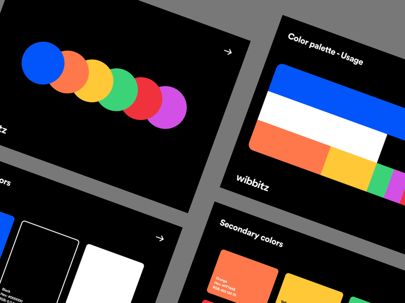 Color System - Wibbitz b2b brand branding color palette colors design system enterprise product design style guide typography ui ux visual identity web design