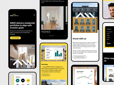 Immo Capital - Mobile Designs app b2b branding clean cms interface investments layout logo mobile product design real estate responsive saas typography ui ux visual identity web design website