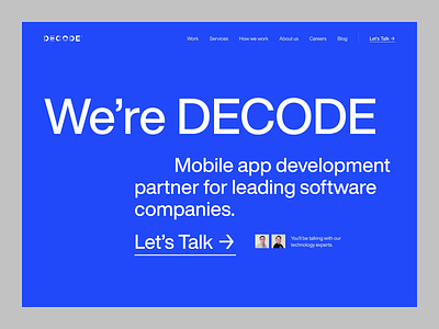 DECODE - Home b2b bbagency brand strategy branding cms design development homepage layout logo product design ui user experience user interface ux visual identity web web design website wordpress