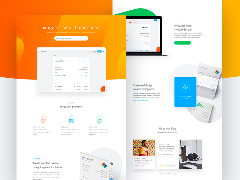 Surge Lander - WIP clean page landing homepage website design web interface experience user ui ux