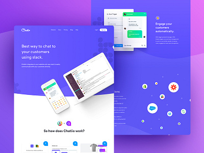 Chatlio - Features chat clean gradient landing page ui user experience ux web design website
