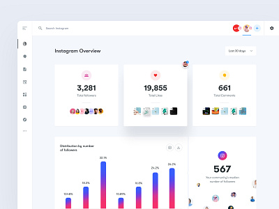 A - Instagram Analytics analytics app charts dashboard data design experience interface tool ui ui design user ux ux design web