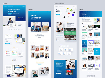 StoreTasker - Inner Pages about us app blog dashboard design design system experience homepage interface lander landing landing page shopify style guide typography ui user ux web website