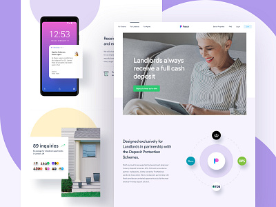 Patch - Landlord Landing Page app dashboard design experience home homepage illustration interface lander landing landlord mobile page property typography ui user ux web website