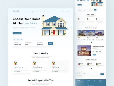 Real Estate Landing Page Design apartment app design branding home homepage landing page minimal mob mobile app product design properties real estate rent ui ui ux design ux web design web ui website website ui