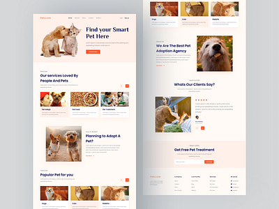 Pet Adoption Landing Page animal app design concept minimal mobile app modern design pet adoption pet care pets petshop top design trendy ui ui design uiux web web design webdesign website website design