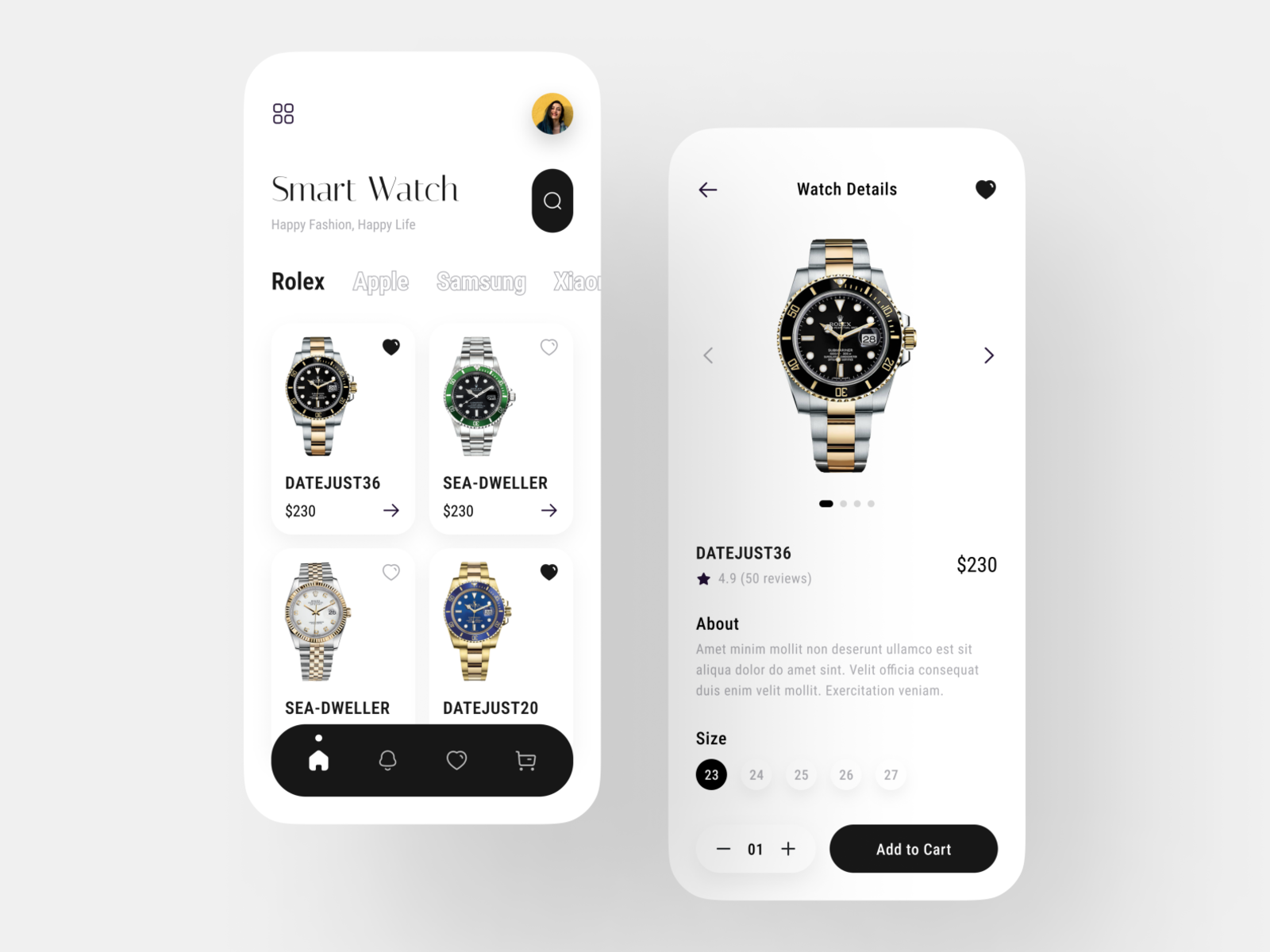 Smart Watch Mobile App Design by Nur Alam on Dribbble