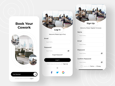 Coworking Space Booking App Design agency app designer booking app coworking coworking space ecommerce mockup office officespace shared space startu typography ui ui designer user interface ux website design working from home working space workspace
