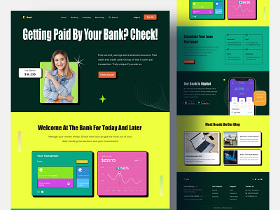 Digital Banking Landing Page Website Design bank bank card banking banking app design digital banking finance finance app financial fintech home page landing page mobile banking money ui ux web web design website website design