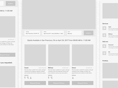 Early Wireframes for New Client