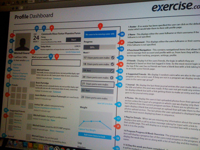 Exercise.com dashboard detail interaction design photo screenshot web wireframes