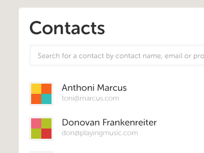 Contacts avatars clean contacts form list