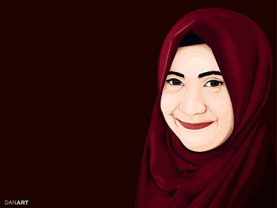 Vector Red Hijab Girl