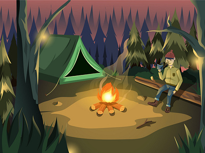 Healing with Camping art digitalilustration illustration vector