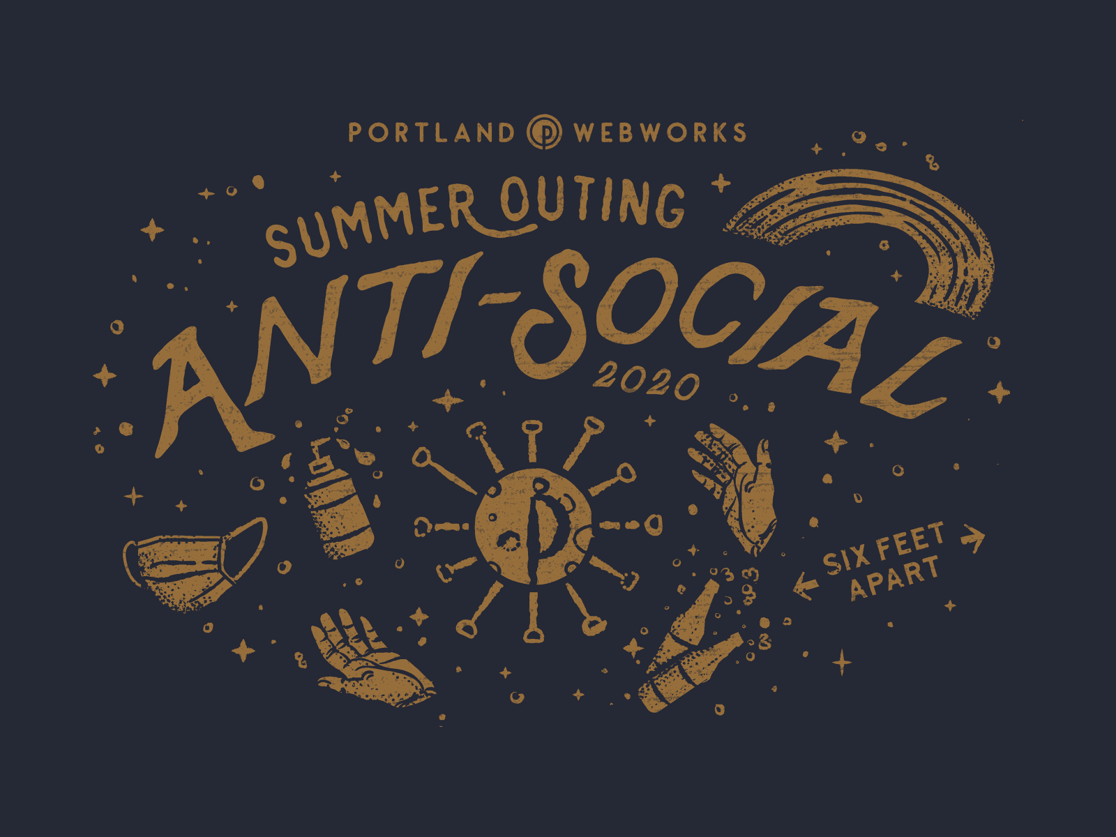 Summer Outing Anti-Social T-Shirt coronavirus covid design hands happyhour illustration mask outing pandemic rainbowhunt shirt sixfeet social summer typography