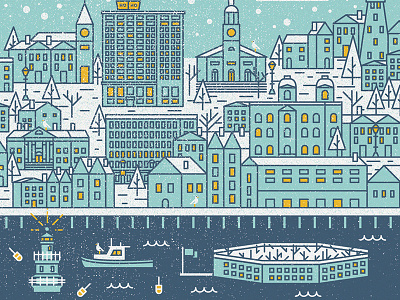 Portland Holiday Coaster christmas cityscape coaster holiday illustration landscape maine ocean portland snow vector winter