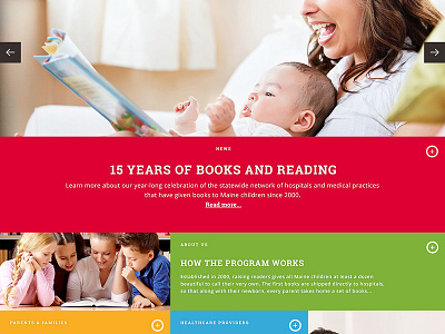 Readers Comp books children colorful photography reading type ui ux website