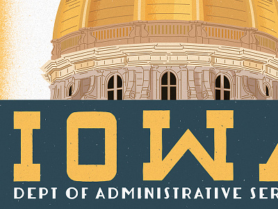Iowa Poster R2 admin building dept dome government illustration iowa vector vintage