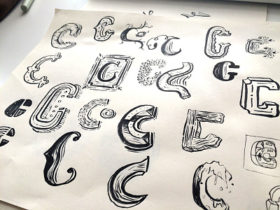 Letter C Sketches c dropcaps handdrawn letterc type wip