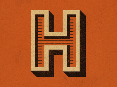 Letter H dropcap industrial letterh orange type typography