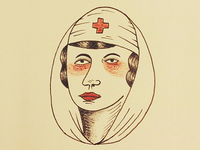 Tattoo Nurse drawing illustration nurse tattoo texture vintage ww1