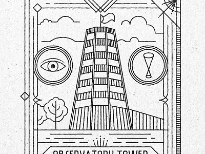 Tower Outline camera obscura illustration maine outline texture tower vintage