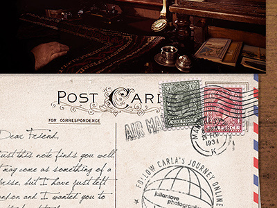 Round2 airmail letter post card stamp
