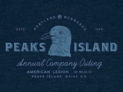 Summer Outing 2018 badge design illustration island label maine outing peaks seagull summer typography