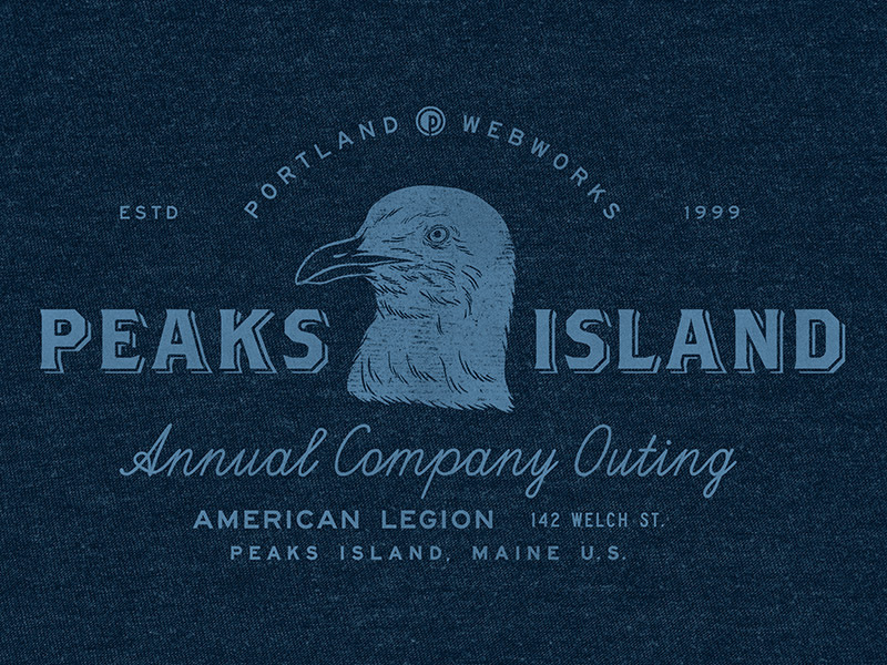 Summer Outing 2018 badge label seagull island outing typography design illustration maine peaks summer