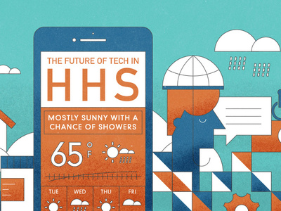 HHS Graphic metaphor technology mobile weather type texture illustration hhs healthcare