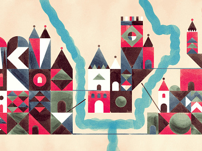 Geometric Village blog castle design geometic government grunge hhs illustration kingdom texture vector watercolor