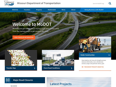 MoDOT Comp design government missouri modot transportation typography ui website