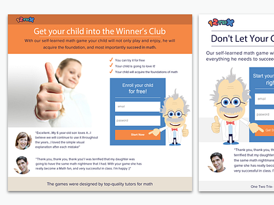 Landing Pages For 12triX 12trix kids marketing math