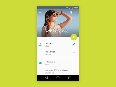 Contact Profile android app chat material mobile profile ui