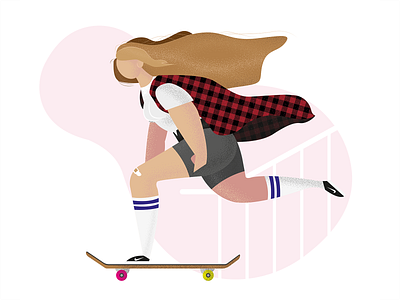 skater grrrl branding design flat illustration illustrator sk8 skateboarding sport illustration web
