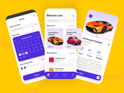 Car Rental App: Exploration app car rental design filter ui