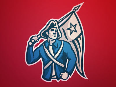 Page Patriots colonist illustration logo patriot revolutionary war soldier sports