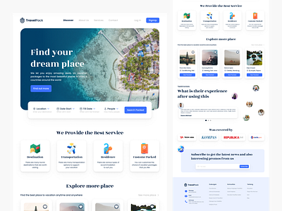 TravelPack Landing Page booking clean design destination holiday landing page layout layouting simple staycation travel travelling typography ui ux webdesign website wonderful