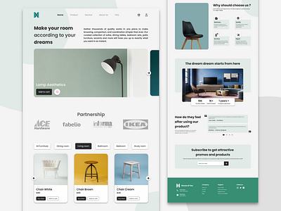 Furniture Landing Page Website branding chair clean design figma furniture graphic design lamp landing page minimalist typography ui web design website