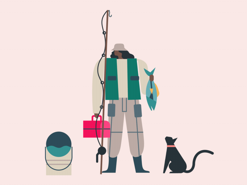 Fishin' for kittens animation calendar cats character design google illustration motion