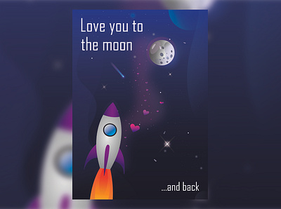 Gift card adobeillustator giftcard illustration love rocket sky space vector