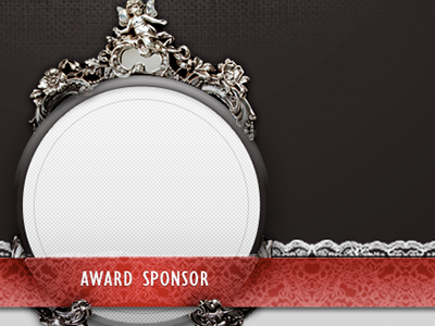 Close up of the sponsor holder for a4uAwards presentation gill sans gothic grey lace red