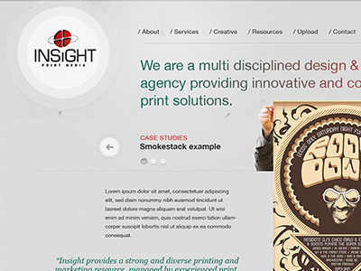 Mock up for insight homepage grey helvetica neue metalic