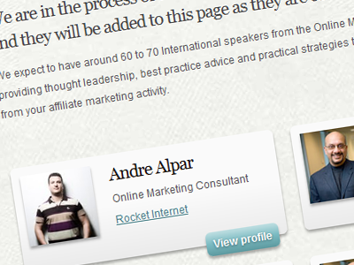 Preview of the speakers list page from the new a4uexpo a4uexpo css3 gradients