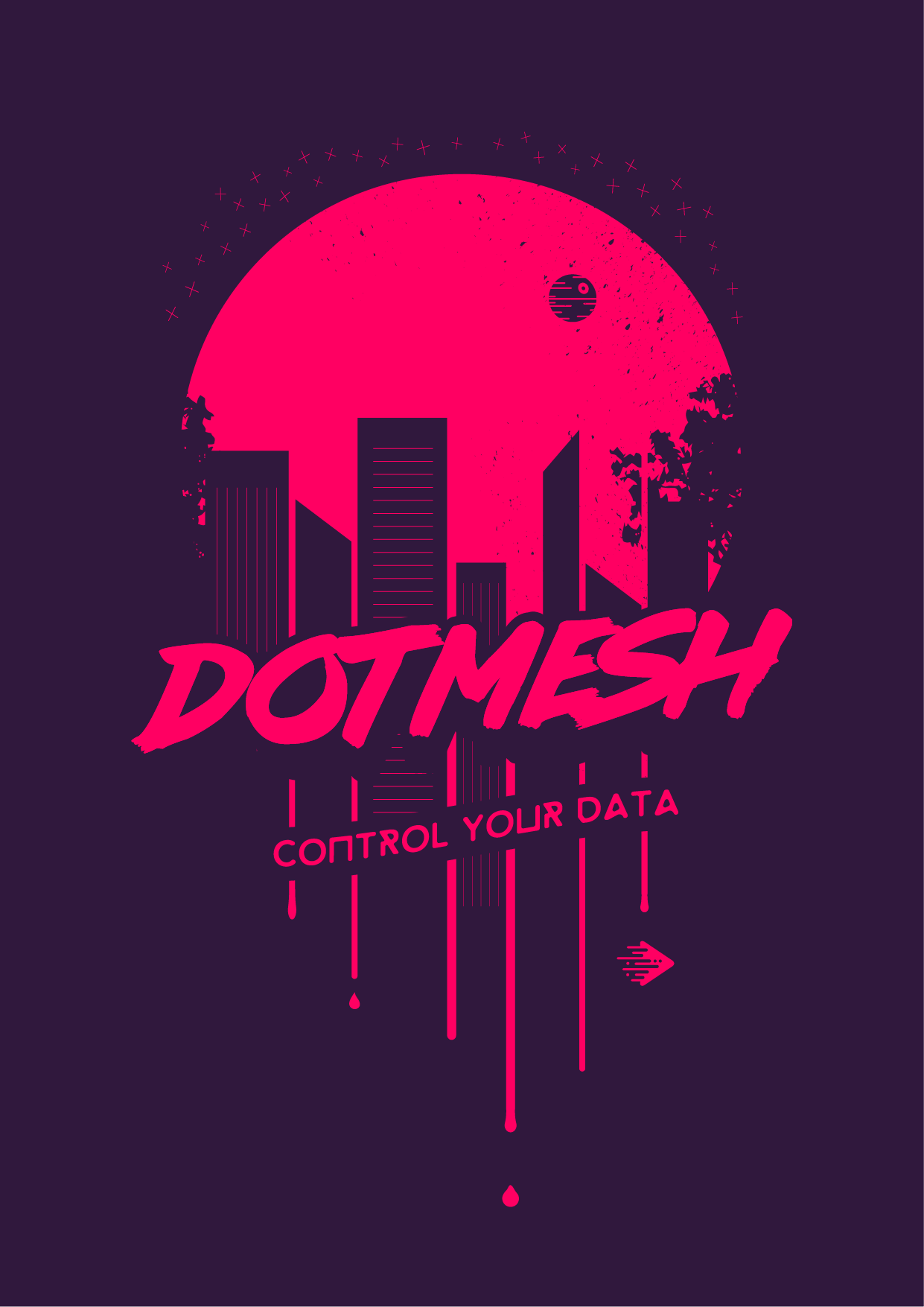 Dribbble - 80s_synthwave__single_colour-_death_star.png by Peter Coles