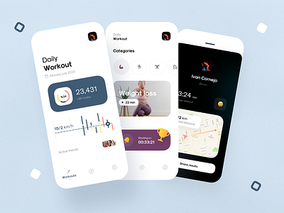 Daily workout app app app design concept dashboard design ios minimal mobile social ui ux workout workout app workout tracker
