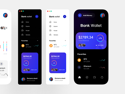 Crypto Mac OS app menu app bank concept crypto dark design ios mac macos menu menu design minimal money pocket ui ux